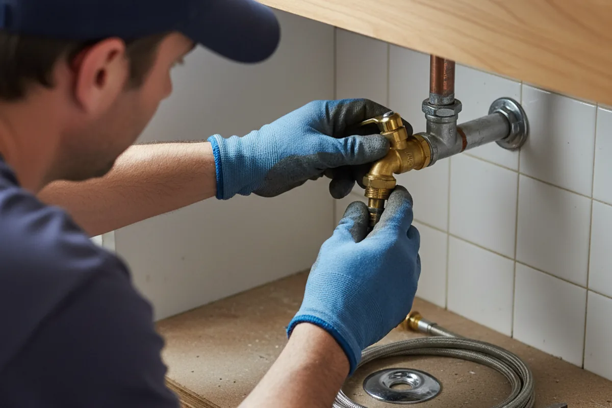 Shutoff valve and fitting work during Emergency Plumbing in Leonia